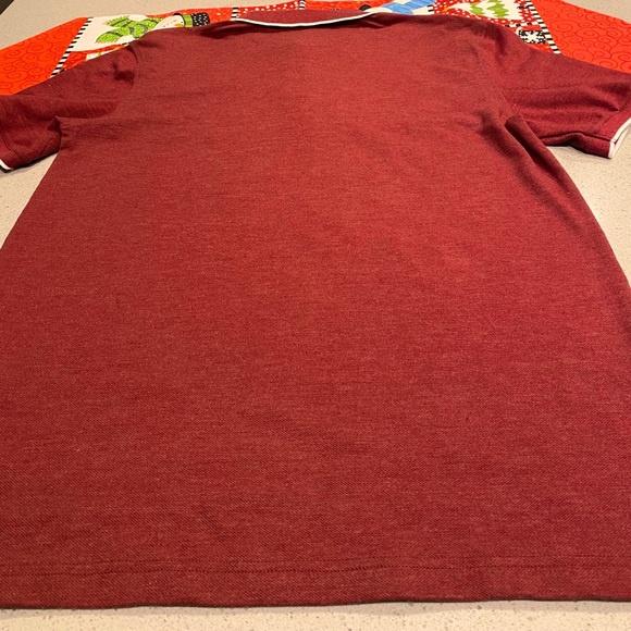 Men’s burgundy 3/4 sleeve polo shirt - Picture 4 of 4